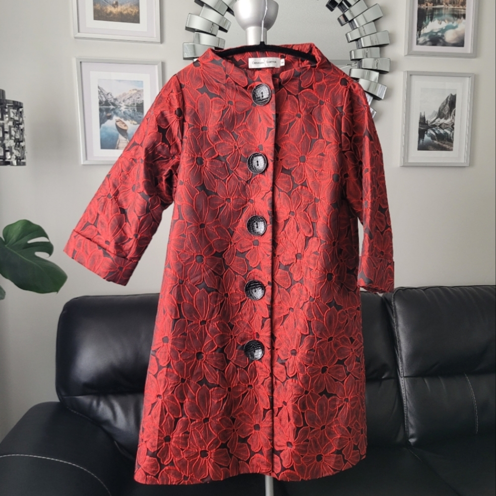 Designer Red Flower Design Coat